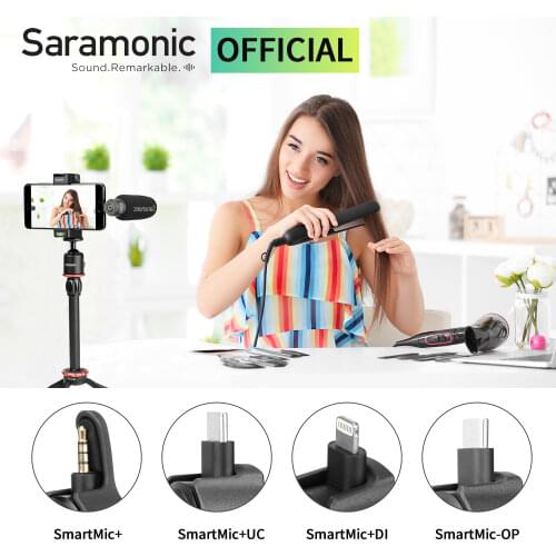 Saramonic SmartMic+/Di/UC/OP TRRS Directional Microphone with Foam Windscreen for IOS iPhone x 8 7 7 plus Android Smartphones