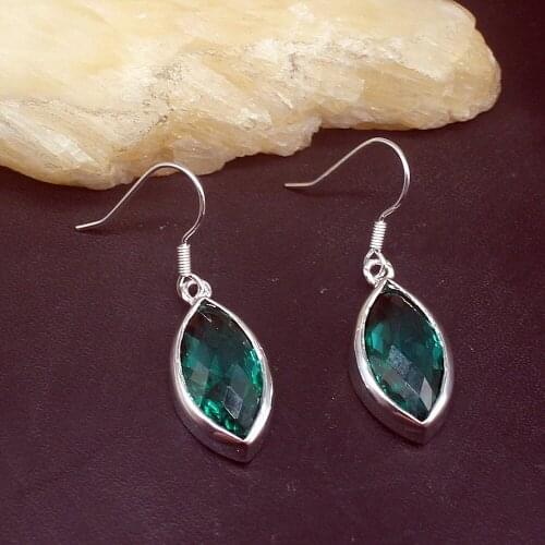 Wonderful Fashion Hot Sale Green Topaz Genuine 925 Silver Dangle Drop Hook Earrings Jewelry Gifts for Women Girls 20213720