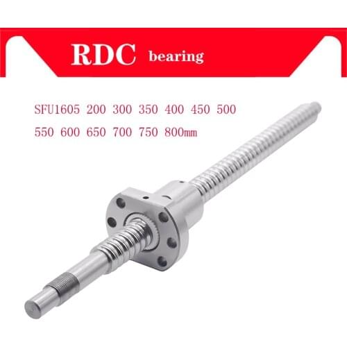 CNC Ball Screw C7 1605 flange single Ballnut BK/BF12 RM1605 End Machined CNC SFU1605 200 300 350 400 450 500 550 600 650mm