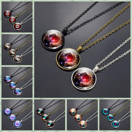 The Butterfly Nebula Helix Nebula Thors Helmet Nebula Glass Pendant Galaxy Necklace Space Universe Jewelry Birthday Gift