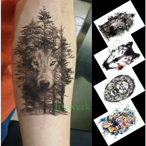 Waterproof Temporary Tattoo Sticker wolf tiger animal jungle flower tatto flash tatoo fake tattoos for men women