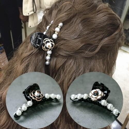 Hair Claw Headwear 9cm Barrette Flower Plastic Diamond Pearl Hairclips Hairpins For Girls Fast Delivery