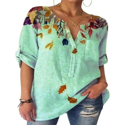 Women Blouse Plus Size Long Sleeves V Neck Sweat Absorbent Loose Shirts Blusas Summer Casual Tunic Pullover Blouses Tops