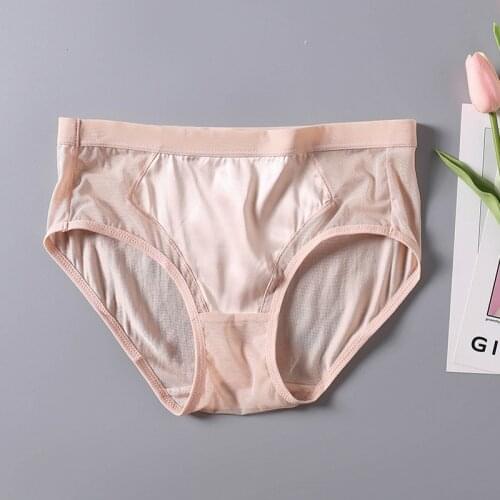Womens 100% real silk crotch and back middle rise panties briefs Underwear Lingerie size S M L XL 1023