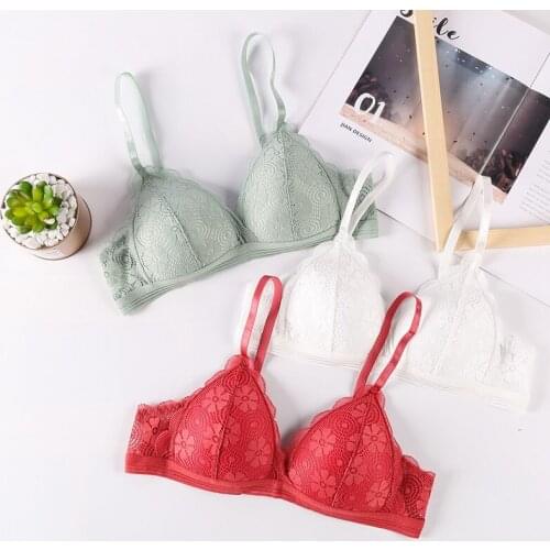 Women Lace Bra Wireless Lingerie Deep V Thin French Style Sexy Bralette Underwear Push Up Bra Backless Bras