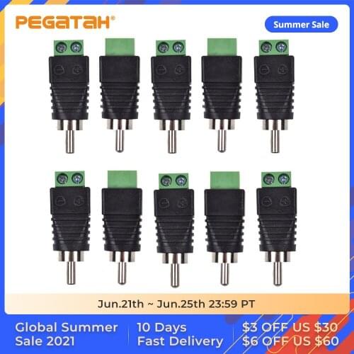 10pcs 2pcs BNC Connectors Male RCA plug JR-R55 with audio to terminal block for cctv camera AHD Camera CVI Camera TVI