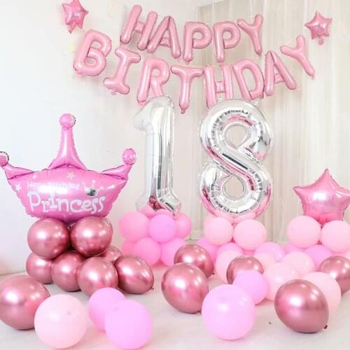 59pcs Pink Number Latex And Foil Balloons Birthday Party Decoration Baby Shower Decor Air Balls Globos