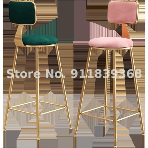 Bar Chair Bar Stool Bar Chair Modern Simple Bar Home Nordic Luxury Net Red Back High Chair Round Stool