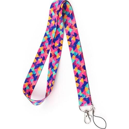 Shiny Triangle Diamond Keychain Lanyards Id Badge Holder ID Card Pass Gym Mobile Phone Badge Holder Key Strap webbings ribbons