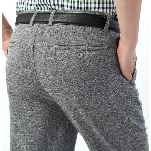 Men Classic Business Long Pants Spring Autumn Big Size Casual Loose Thin Breathable 10 Colors Baggy Trousers For Men Size 30-40