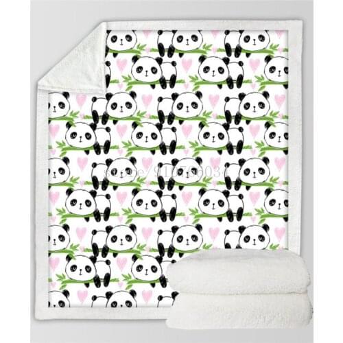 Blanket Throw Blankets Black and White Cute Pandas Bed Blankets Crystal Velvet Fleece Sherpa Choose One-Layer Two-Layer Blanket