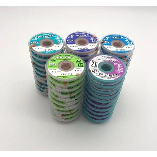 Goot Clean-Free Tin Suction Line Soldering Wire Welding BGA Repair Tools Rosin Core 1.5M 1.5/2/2.5/3 mm Low Melting Point