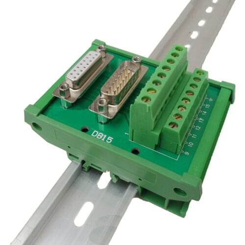 DB15 Male Female Dual Usage D Sub 15 Pin Socket terminal block breakout board adapter DIN Rail
