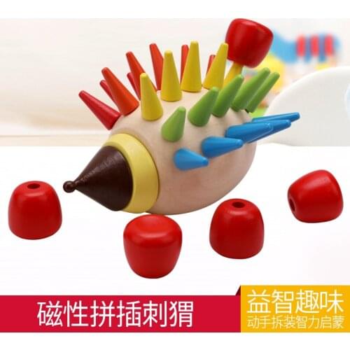 Wooden Blocks Toys DIY Magnetic Colorful Hedgehog Toy Inserted Building Blocks Cartoon Toys Childrens Early Education M61
