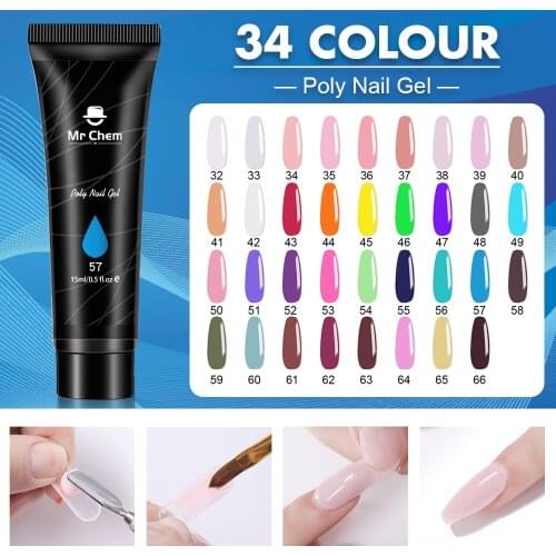 Mr Chem Poly Nail Gel Extension 15ML Finger Nail Art Manicure Gel Varnish Hybrid Poly UV Gel Polish uñas гель лак для ногтей