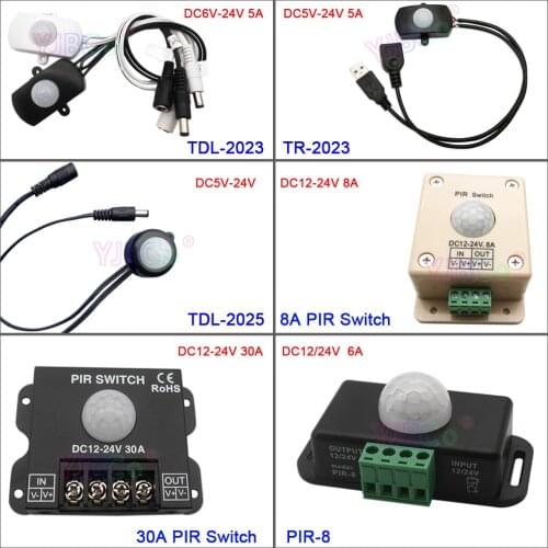 Body Infrared PIR Switch Motion Sensor Human Motion Sensor Detector LED Strip Light Lamp Switch Automatic DC 5V 12V 24V
