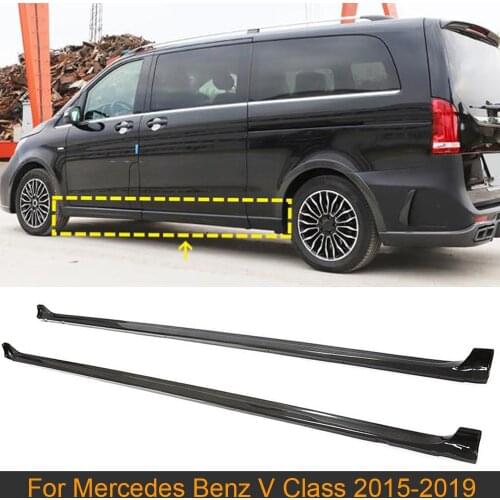 Car Body Kits Side Skirts For Mercedes-Benz V Class V250 V220d 2015-2019 Side Door Skirts Extension Lip Aprons Carbon Fiber