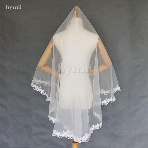 Lace bridal veil one layer 150cm wedding veil no comb real photos