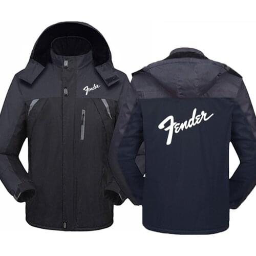 2021 Music Guitar Fender Logo Men Spring New Brand Outdoor Vintage Thick Coat Autumn Fashion Patchwork Waterproof Pockets Jacket