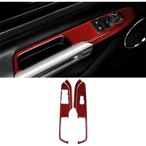 Window Lifting Switch Control Decoration Cover Trim for Ford Mustang 2015 2016 2017 2018 2019 2020 2021 Accessories Carbon Fiber