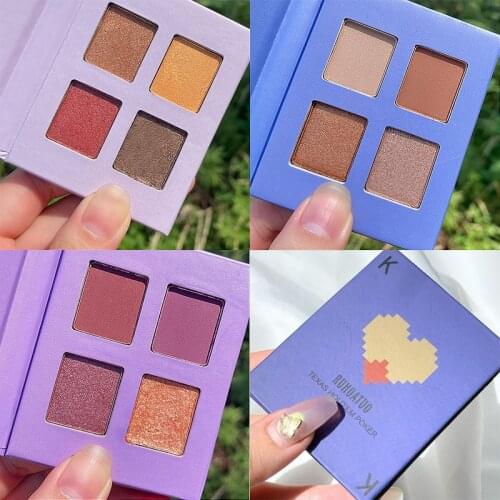 4 Colors Waterproof Matte Eyeshadow Palette Makeup Glitter Pigment Pallette Long Lasting Shimmer Eye Shadow Powder Cosmetic