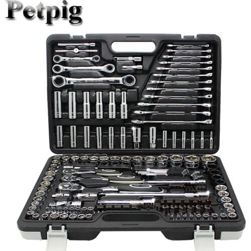Petpig 150Piece Professional Auto Repair Tool Set Combination Package Socket Wrench with Most Useful Mechanics Tools