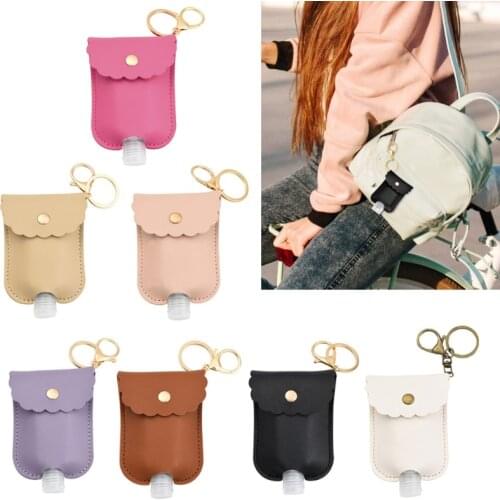 Portable Squeeze Bottle Empty Leakproof Plastic Travel Bottle for Hand Sanitizer with Leather Keychain Holder Clips