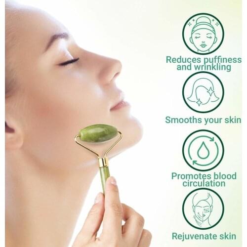 Portable Pratical Facial Massage Roller Natural Jade Anti Wrinkle Face Slimming Shaper Body Foot Relaxation Beauty Tool