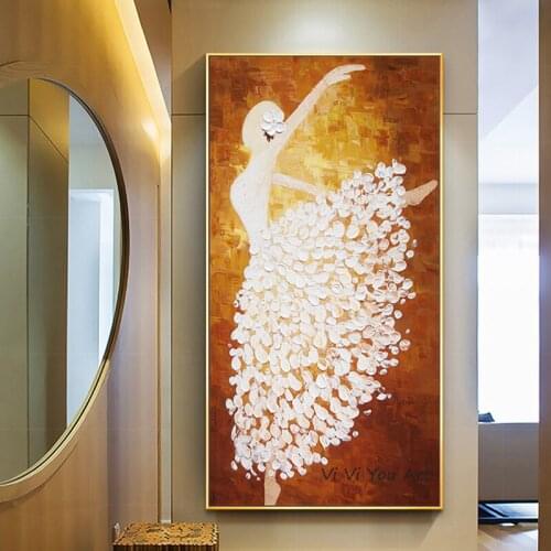 Handmade Paintings Ballet Dancer Pictures Hand Painted Abstract Knife Oil Painting On Canvas Wall Art For Living Room Home Decor