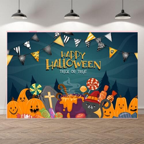 Seekpro Halloween Party Forest Cute Pumpkin Monster Photography Wood Background Photographic Backdrop For Photo Studio Shoot