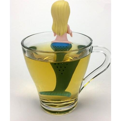 Mermaid Tea Infuser Silicone Tes Bag Reusable Strainer Filter Teapot Infusers Teaspoon Tea Leaf Herbal Tool Christmas Decoration