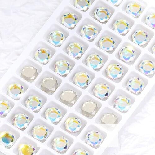 Swarovsky New Design 8mm Shiny Crystal Strass For Nail Decoration Hexagon Shape Crystal Strass Glue On Nails Glass Crystals