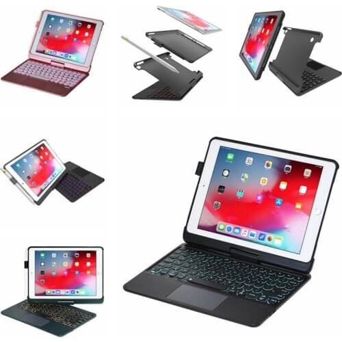 360 Rotatable Cover For iPad 10.2 2020 7th 9.7 2018 2017 Pro 9.7 10.5 Air 1 2 3 Backlight Touchpad TPU Dectatble keyboard Case