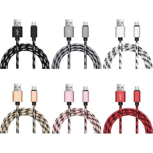 High Quality 25CM 1M 2M 3M Fabric Charging Wire Android Charger Sync Micro USB Cable For Samsung Xiaomi LG HTC 100pcs