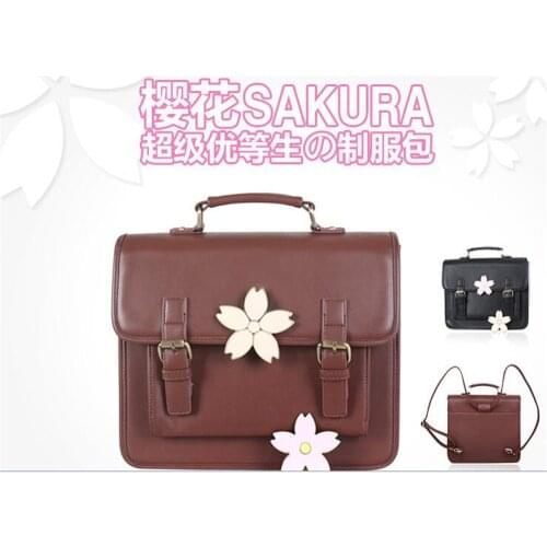 PU Japanese JK Portable Commuter Bag Retro Cherry Bags COS Uniform Shoulder Messenger Bag B1461