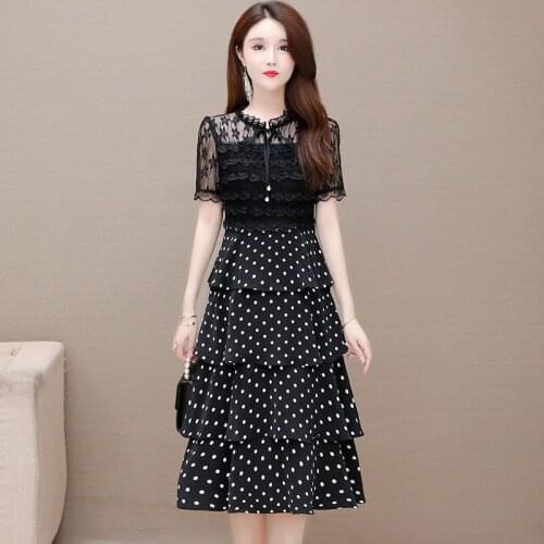 Womens Chiffon Print Party Lace Beach Dress Summer Sundress 2021 New Casual Fashion Long Dresses Female Mid Length Gown Skirt