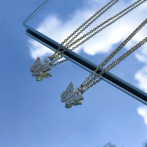 Vintage Zircon Pendant charm Butterfly Necklace for Women Butterflies bow Charm Choker Necklaces Jewelry Christmas Gift