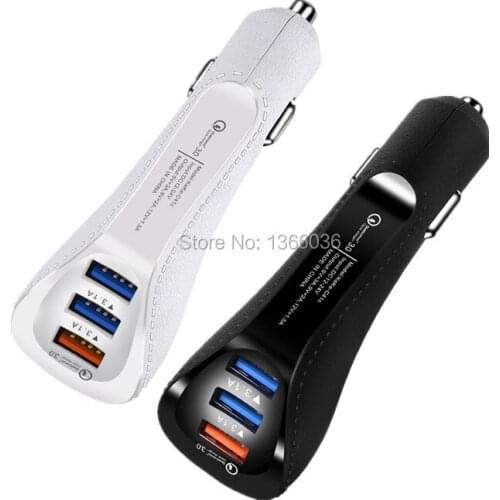 10pcs 3.1A Quick Charge QC3.0 3 Ports USB Leather Car Charger Adapter For iphone Samsung Mobile Phone Car Fast Charging