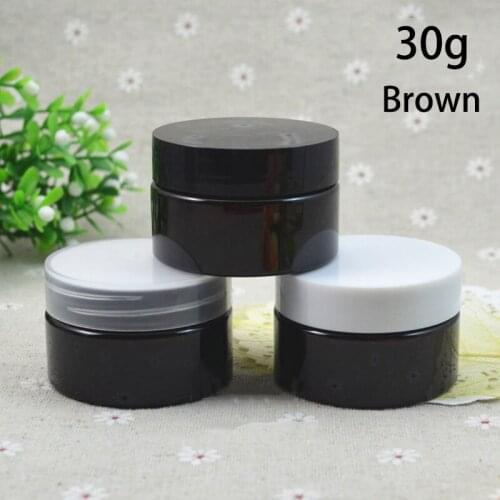 10pcs 30g Brown Plastic Empty Jar 1oz Refillable Cosmetic Container Makeup Lotion Cream Capsule Coffee Tea Pill Travel Bottles