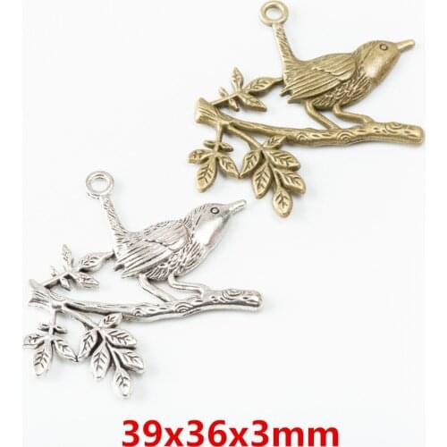 10pcs Vintage Ancient bird zinc alloy charms pendant suitable for DIY Bracelet Necklace metal jewelry accessories 6551