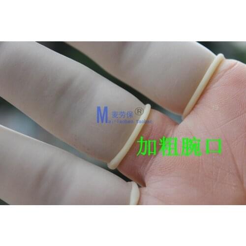 100pcs/bag Practical white finger glove cosmetic examination massage disposable finger glove food rubber latex high elasticity