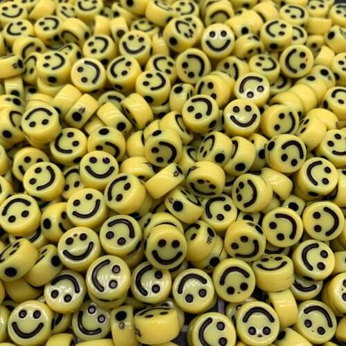 20pcs 10mm Smiley face Acrylic Clay Shape Spacer Beads For DIY Handmade Jewelry Craft Accessories#04