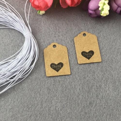 3x2cm Hand Made Small Gift /clothes price tags brown/white 200PCS + 200pcs strings