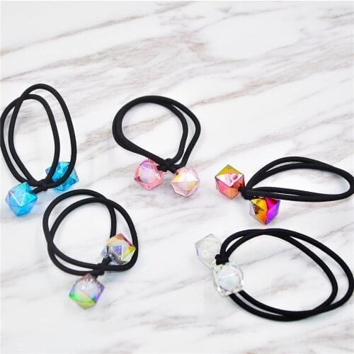 5 piece/lot Geometric Hair Ties Colorful Beads High Quality Hair Rope Girls Hair Accessories Ponytail Elastic Hair Band