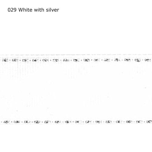 7/8" inch 22mm silver glitter/metallic saddle stitched white grosgrain ribbon