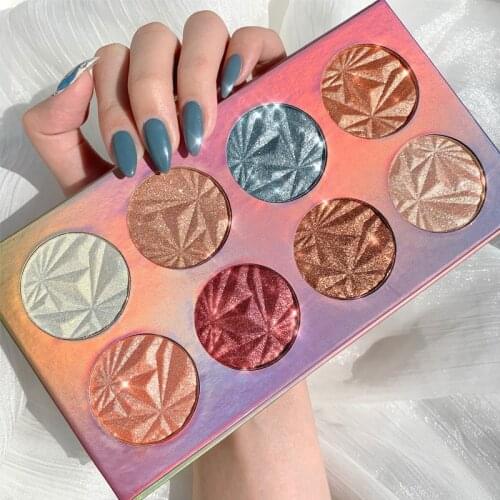8 Color 2in1 Highlighter EyeShadow Palette Makeup Face Contour Shimmer Baking Powder Glitter Skin Brighten Highlight TSLM1