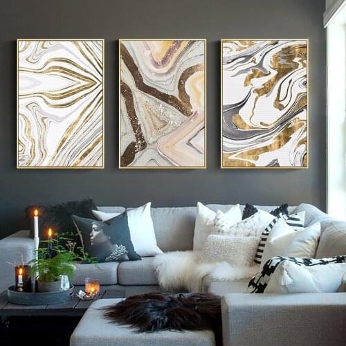 Abstract Golden Agate Pattern Art Poster Canvas Painting Golden Years Picture Home Wall Art Graffiti Bedroom Modern Decoration