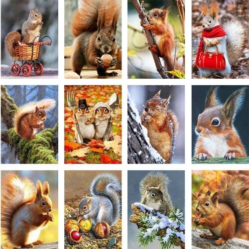 5D DIY Animal Squirrel Diamond Painting Cross Stitch Diamond Embroidery Full Square Round Drill Mosaic Home Decor Craft Gift