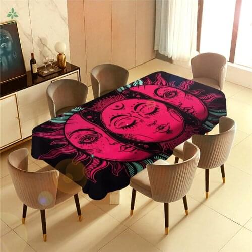 Black Psychedelic Color Art Barbecue Picnic Home Party Table Cloth