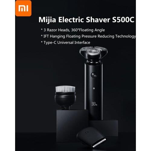 Xiaomi Mijia Electric Shaver S500C 3 Floating Razor Head Dry Wet Shaving Washable Main-Sub Dual Blade Comfy Clean LED Display